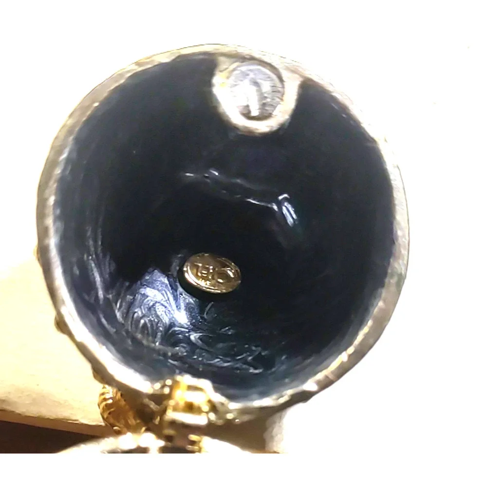 Ciel Egg Trinket Box Black Gold Tone Details Rhinestones Stand Elegant